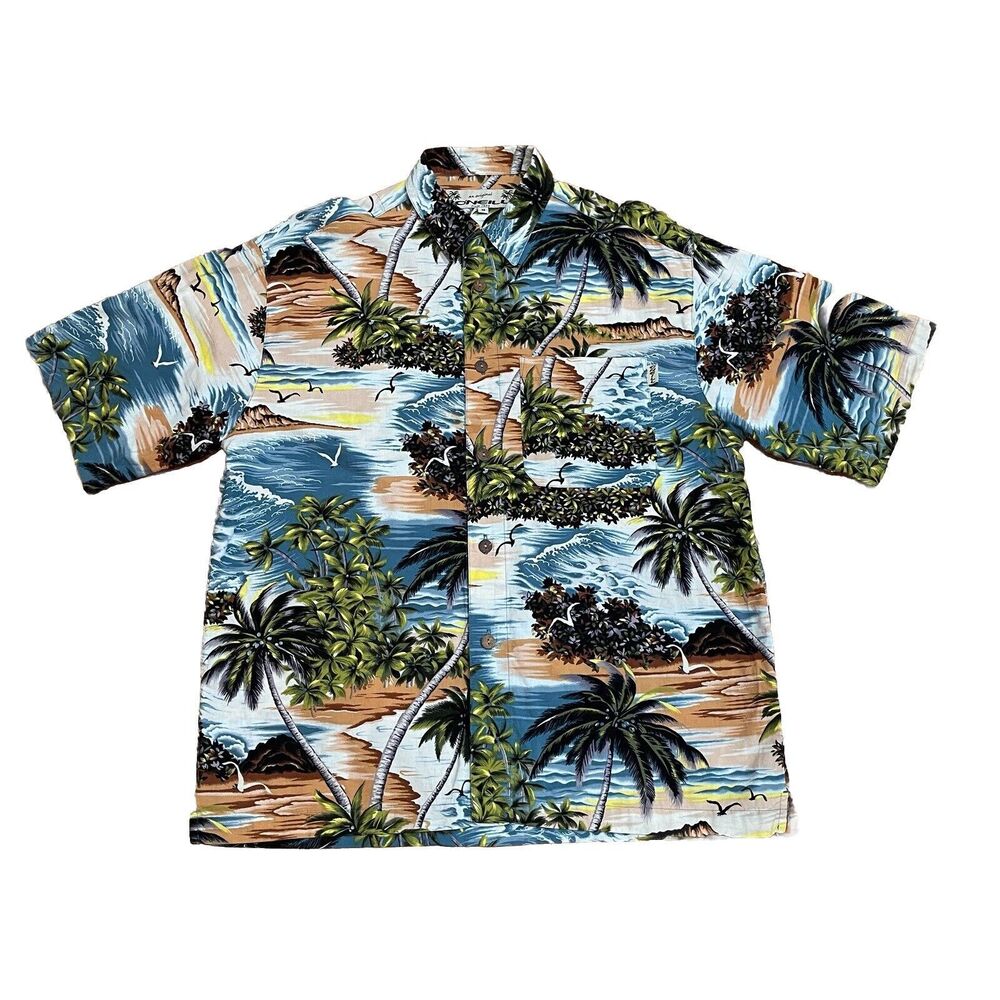 Vintage O'neill Button Up Hawaiian Shirt Mens Size M South Pacific Surf Made USA